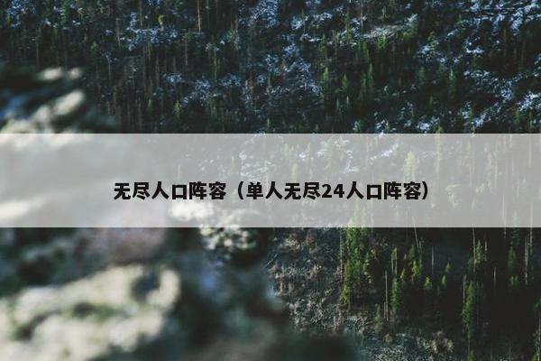 无尽人口阵容（单人无尽24人口阵容）