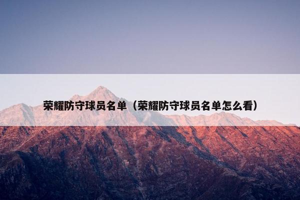 荣耀防守球员名单（荣耀防守球员名单怎么看）