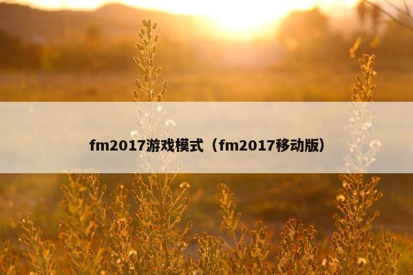 fm2017游戏模式(fm2017移动版) fm2017游戏模式(fm2017移动版)