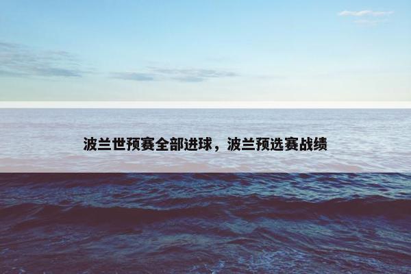 波兰世预赛全部进球，波兰预选赛战绩