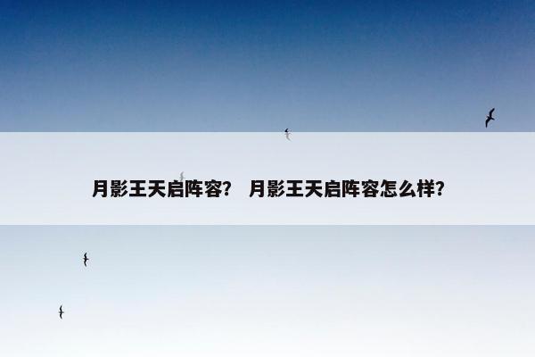 月影王天启阵容? 月影王天启阵容怎么样? 月影王天启阵容? 月影王天启阵容怎么样?