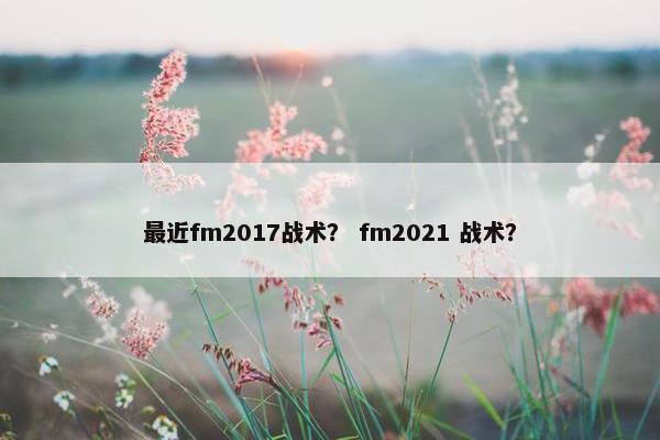 最近fm2017战术？ fm2021 战术？