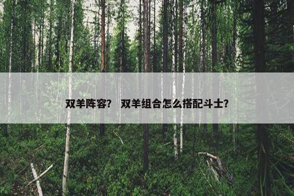 双羊阵容？ 双羊组合怎么搭配斗士？