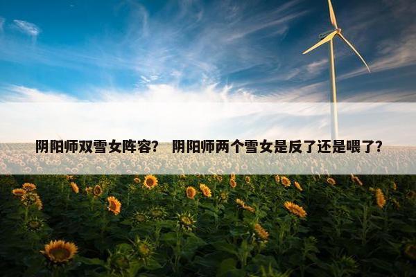 阴阳师双雪女阵容？ 阴阳师两个雪女是反了还是喂了？