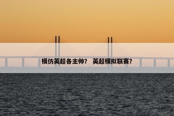 模仿英超各主帅？ 英超模拟联赛？