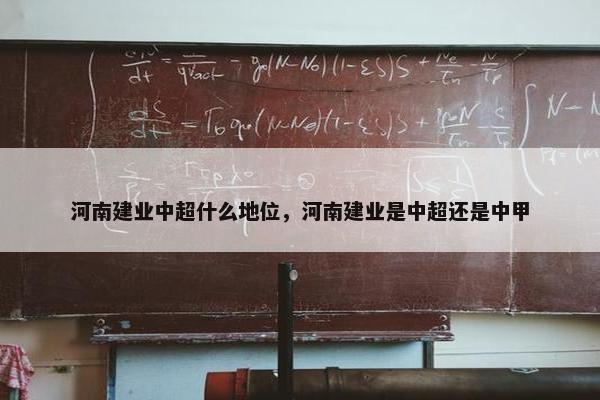 河南建业中超什么地位，河南建业是中超还是中甲