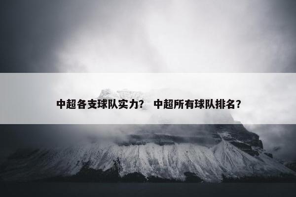 中超各支球队实力？ 中超所有球队排名？