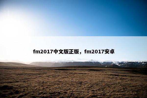 fm2017中文版正版，fm2017安卓