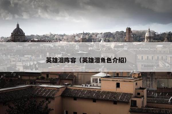 英雄泪阵容（英雄泪角色介绍）