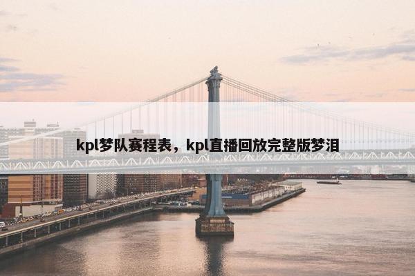 kpl梦队赛程表，kpl直播回放完整版梦泪